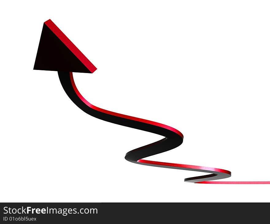 Rising up arrow 3d illustration