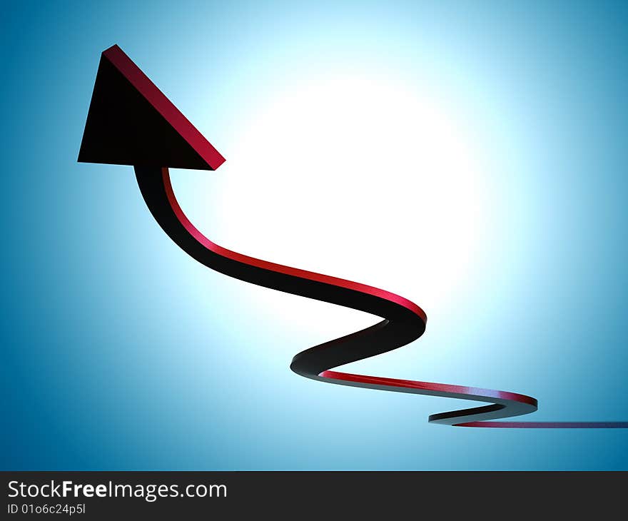 Red upward arrow icon 3d render