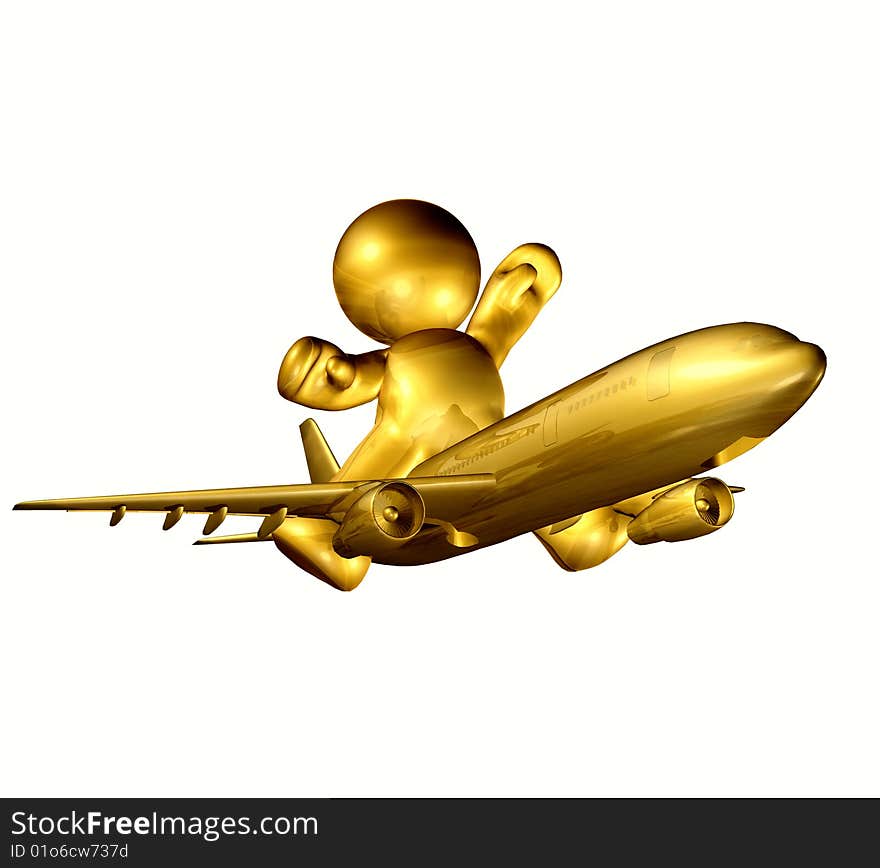 3d figure icon cathing air plane. 3d figure icon cathing air plane