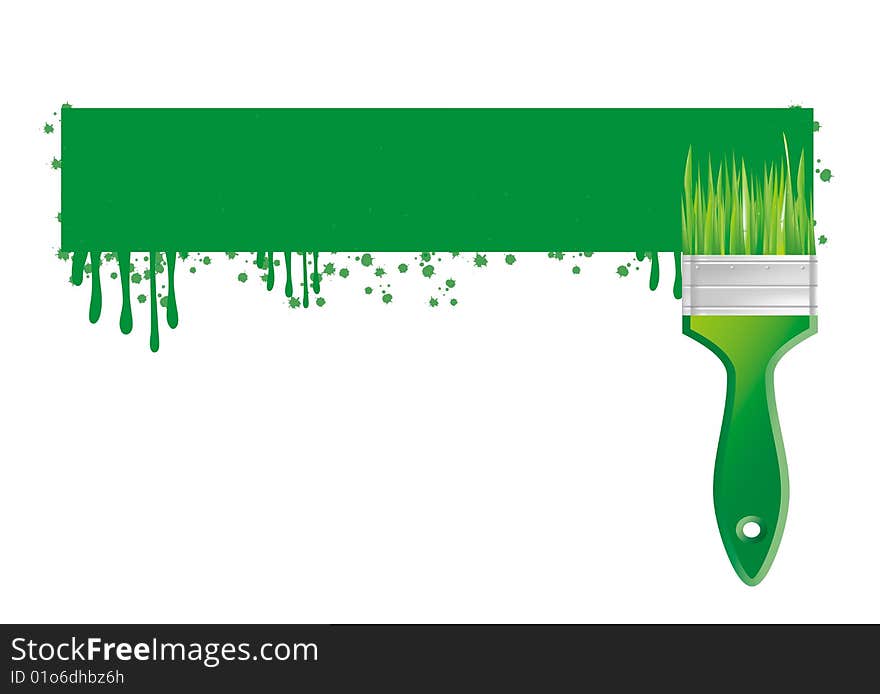 Green brush and white background