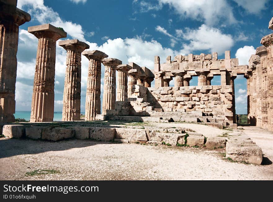 A Greek temple situated in the ancient city of Selinunte. A Greek temple situated in the ancient city of Selinunte.