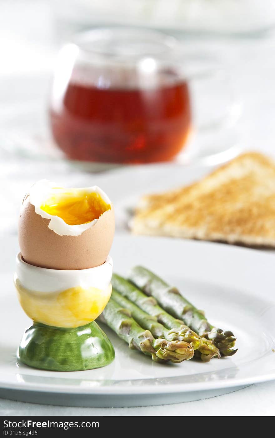 Healthy breakfast served on white plate