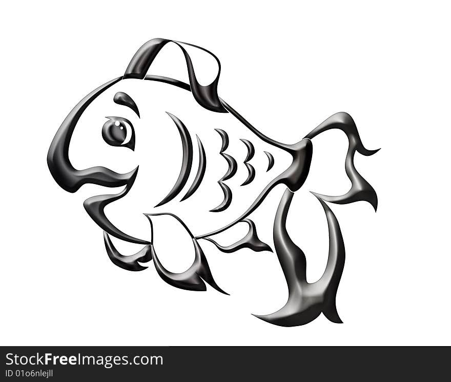 Illustration of metallic fish on white background. Illustration of metallic fish on white background