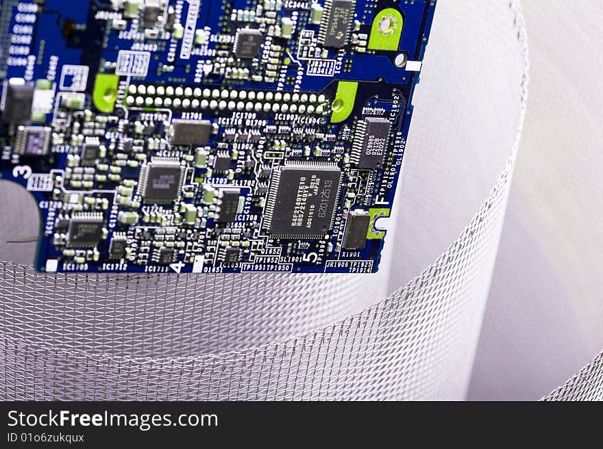 Close-up veew of the abstract microcircuit.