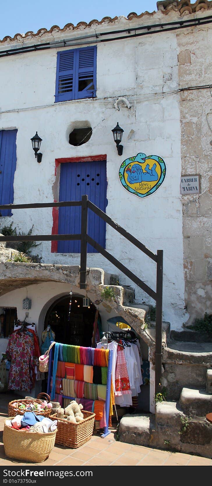 A shop on a street of a village in Balearic islands