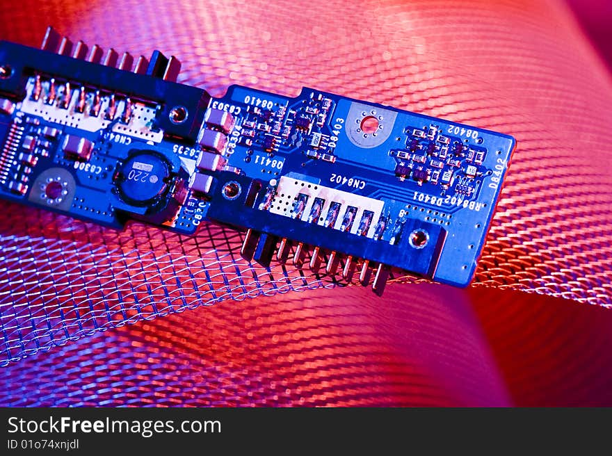 Close-up veew of the abstract microcircuit.