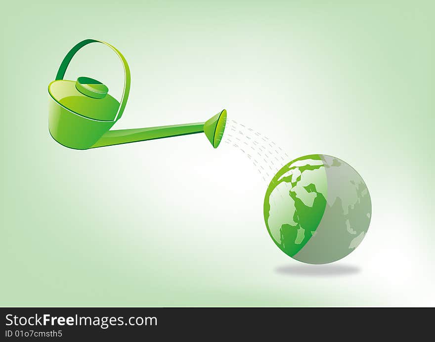 clean the earth and the green background