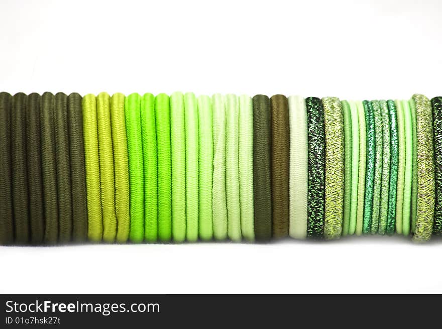 Green pallette elastic bands for hair