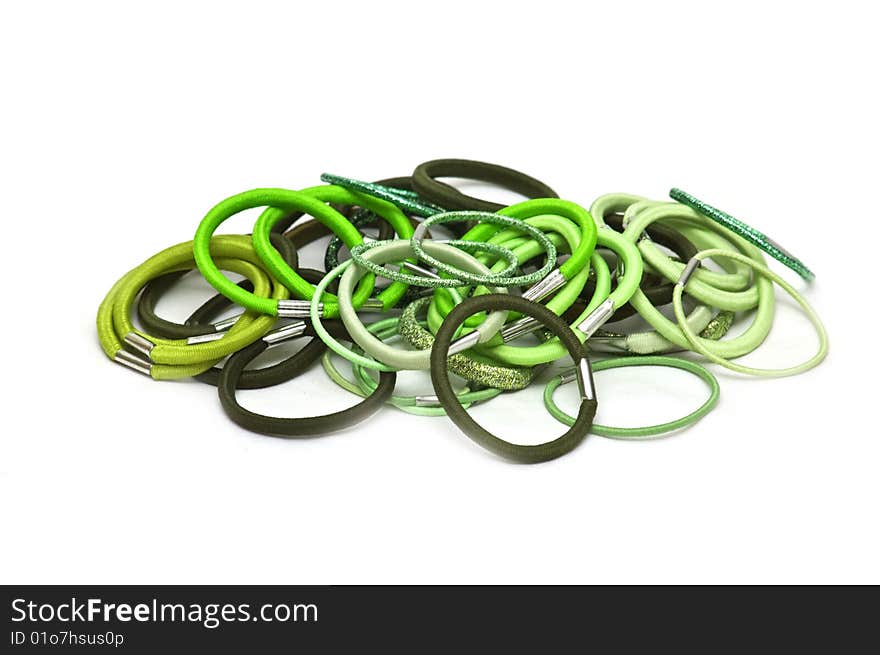 Green elastic bands for hair