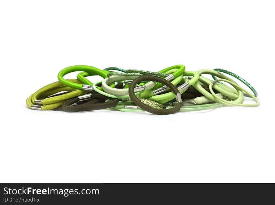 Green elastic bands for hair