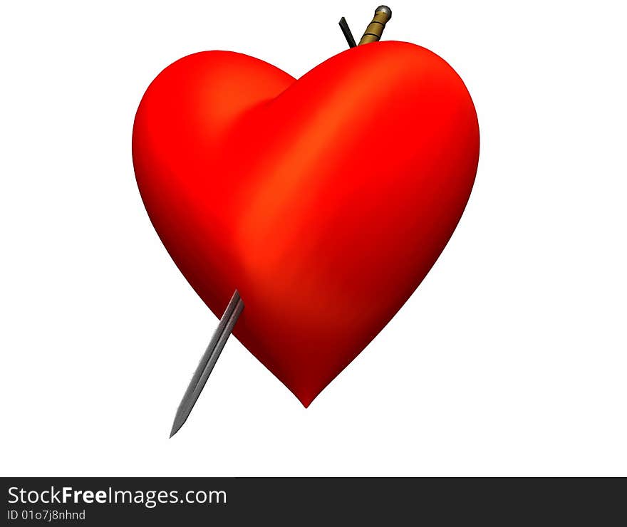 A long sword striking through the heart. A long sword striking through the heart