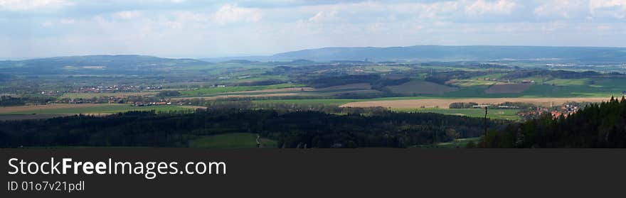 Panorama of Czech country in north-eastern Moravia