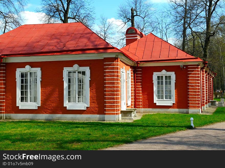 The image of red house, Russia