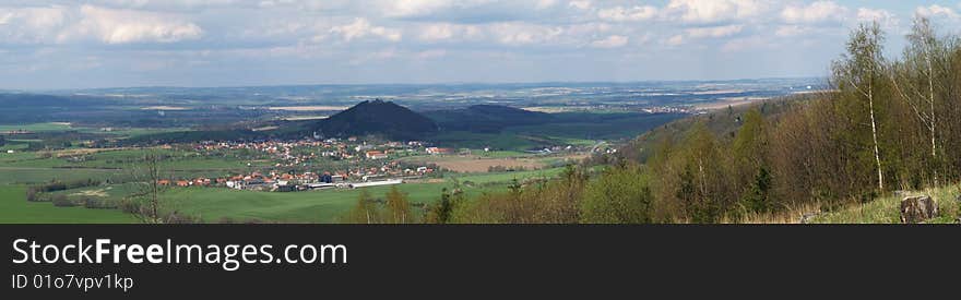 Panorama of Czech country in north-eastern Moravia