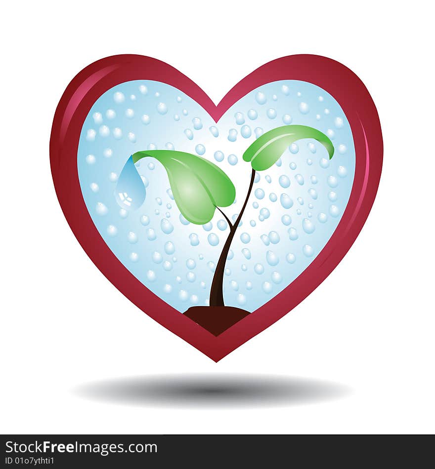 Plant in a protective love shaped glass