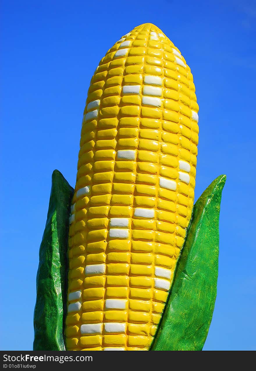 Corn against vivid blue sky. Corn against vivid blue sky