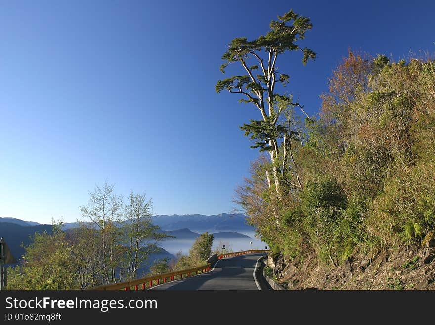 High mountain with blue sky