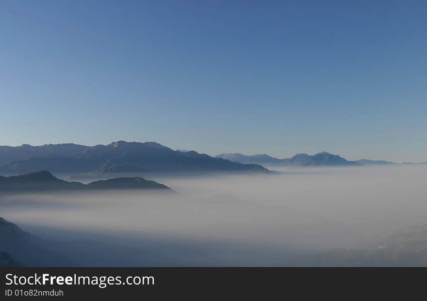 High mountain with blue sky