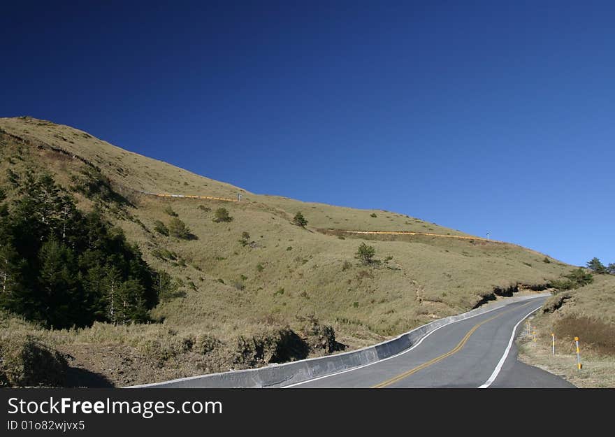 High mountain with blue sky