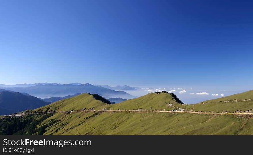 High mountain with blue sky