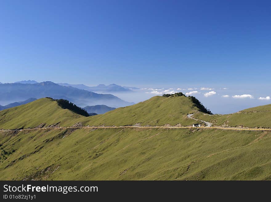 High mountain with blue sky