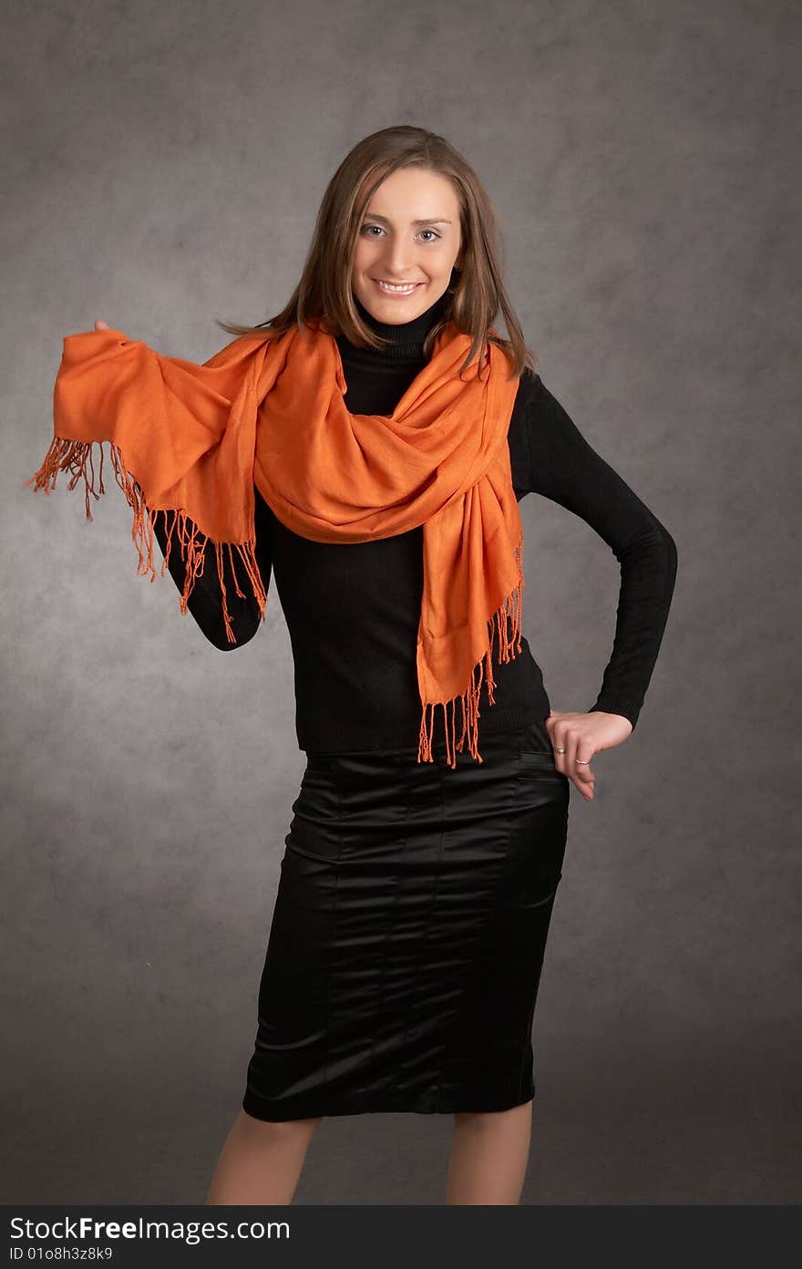 Model with a orange scarf