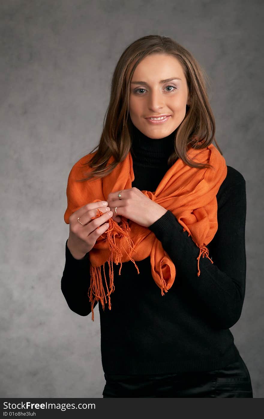 Model with a orange scarf