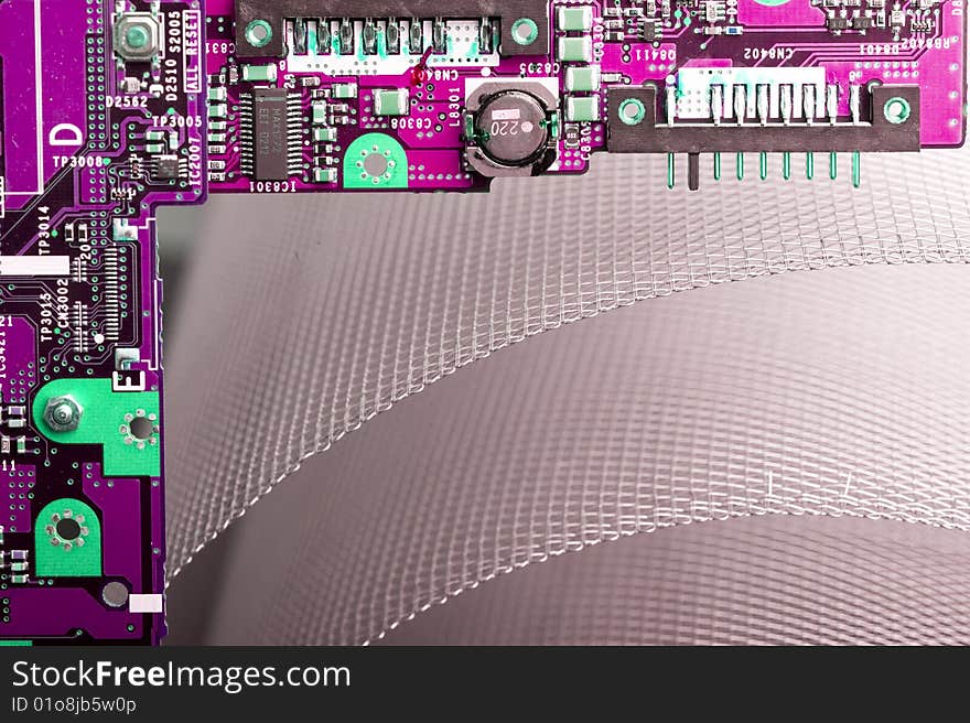 Close-up veew of the abstract microcircuit.