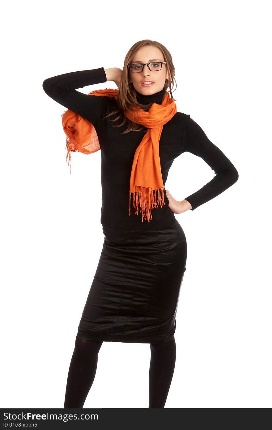 Fashion model with a orange scarf