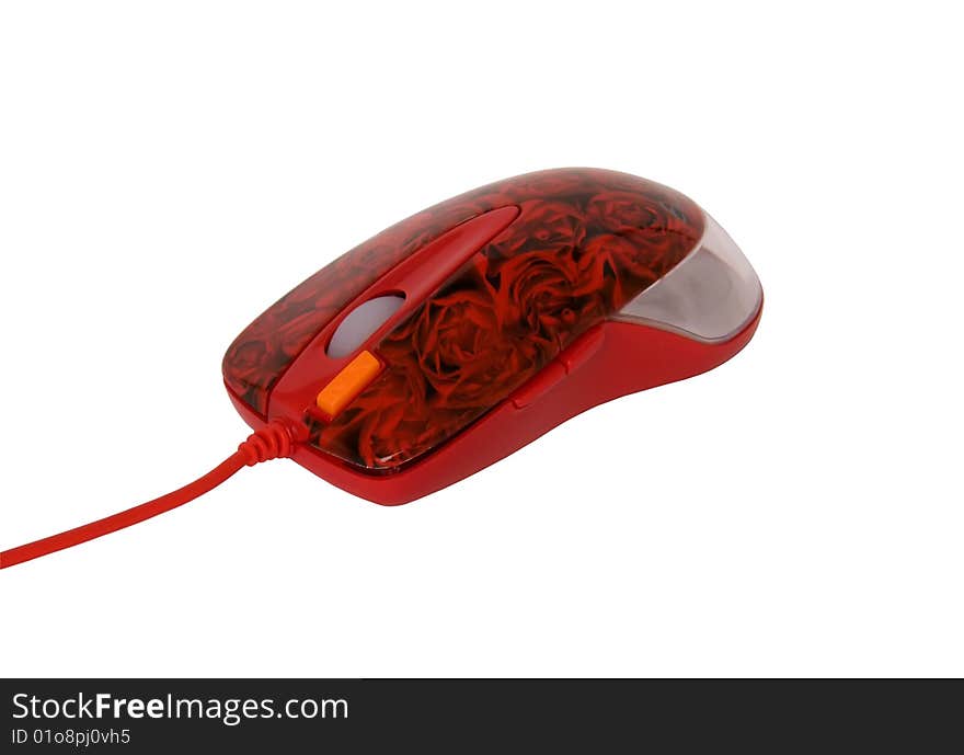 Computer mouse with roses for women on a white background