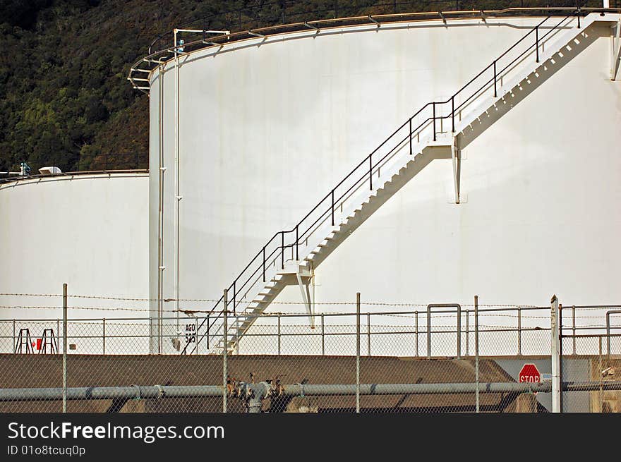 Chemical storage tanks at Seaview,Wellington,New Zealand