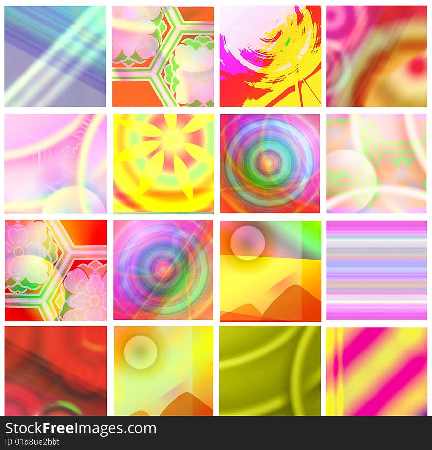 A few varicoloured pictures with patterns are collected in single composition which has a tender, bright and saturated color. A few varicoloured pictures with patterns are collected in single composition which has a tender, bright and saturated color