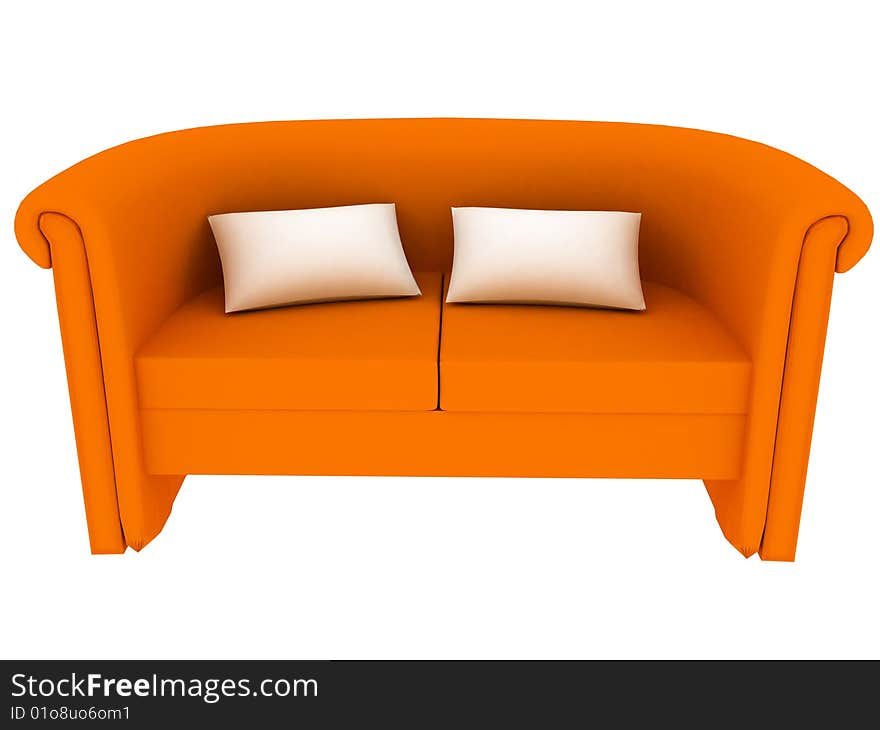 Sofa on white. 3D rendering