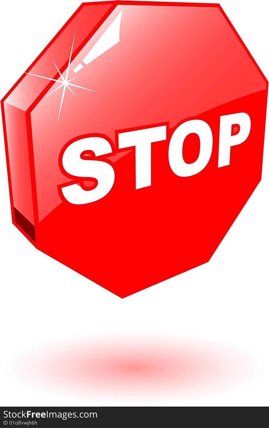 The 3d red vector stop symbol on white