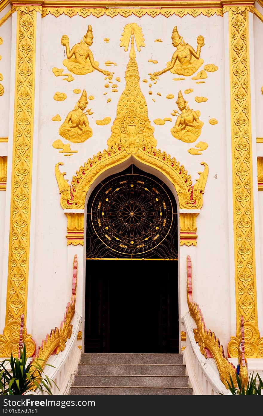 Traditional Thai style church main gate