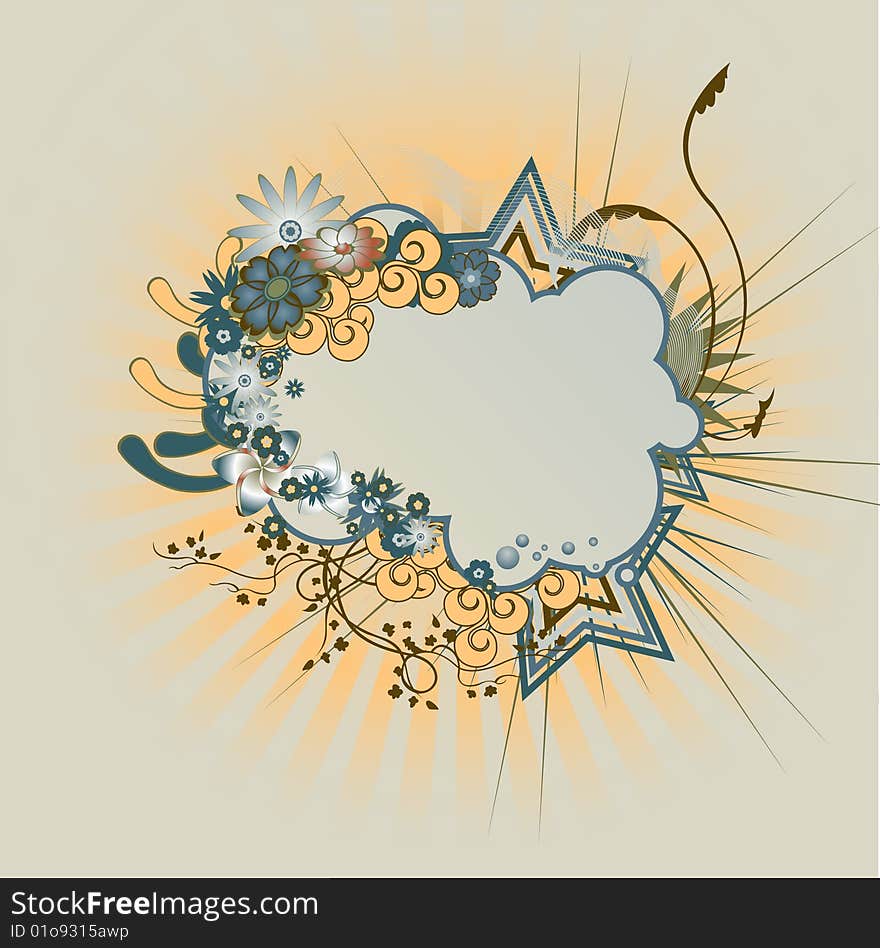 Vector illustraition of elegant floral  frame