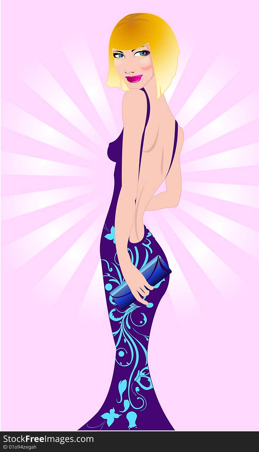 Vector illustration of beautiful woman in the disco style.