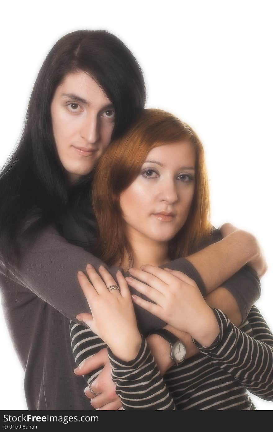 Romantic portrait of young happy couple. Romantic portrait of young happy couple.