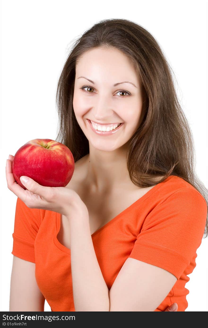 Woman eating apple