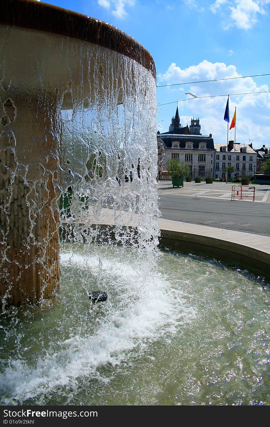 Summer fountain in France