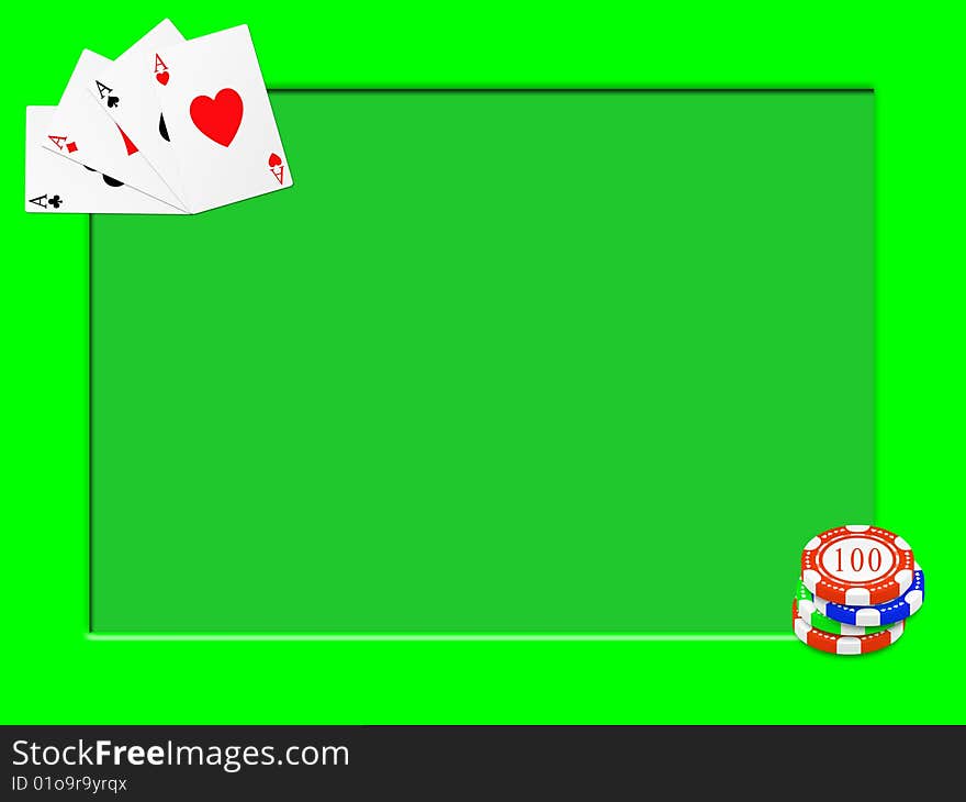 Green frame with symbols of poker. Green frame with symbols of poker