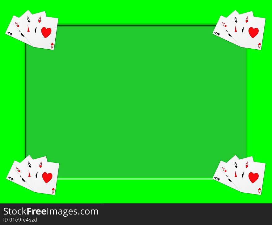 Green frame with symbols of poker. Green frame with symbols of poker