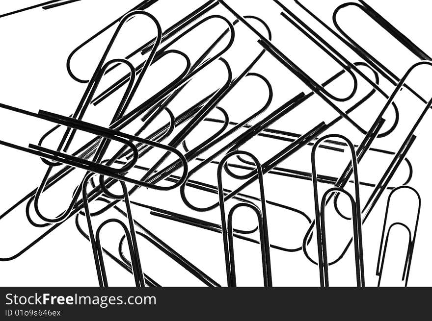 Collection of paperclips close up. Collection of paperclips close up