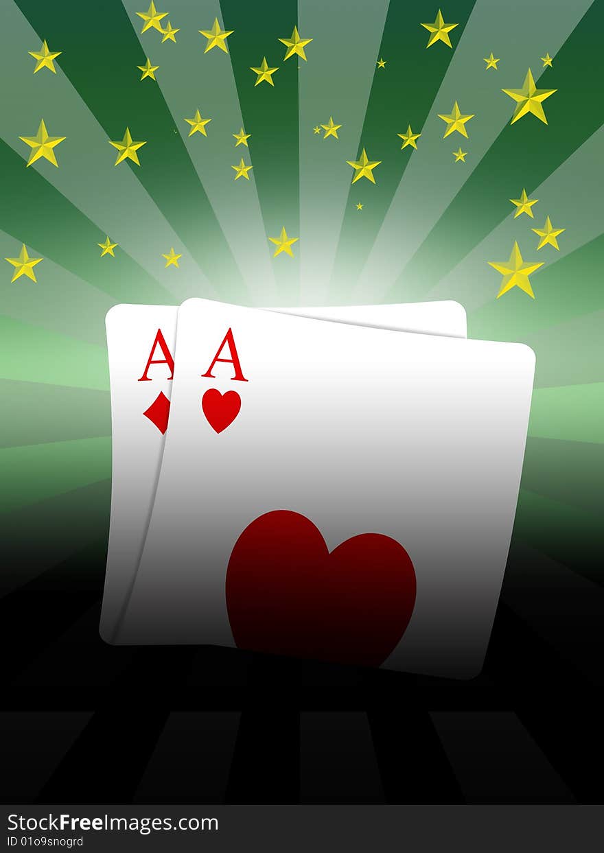 Aces in hand in game poker on the casino table. Aces in hand in game poker on the casino table