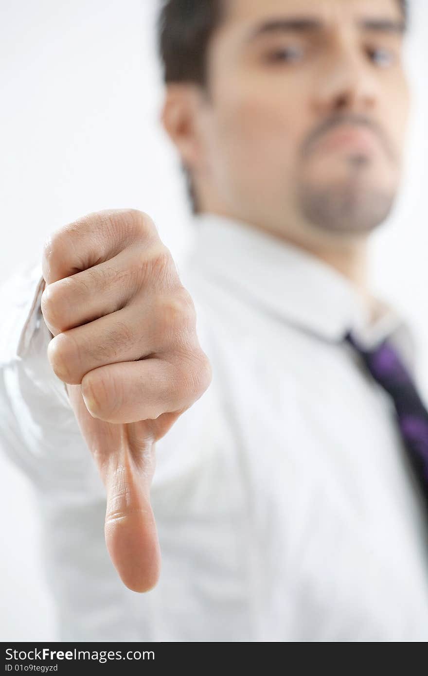 The Young Businessman Shows Gesture