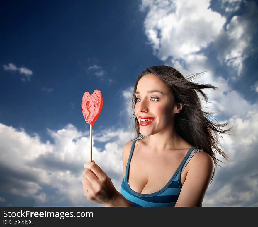 A beautiful girl with lollipop. A beautiful girl with lollipop