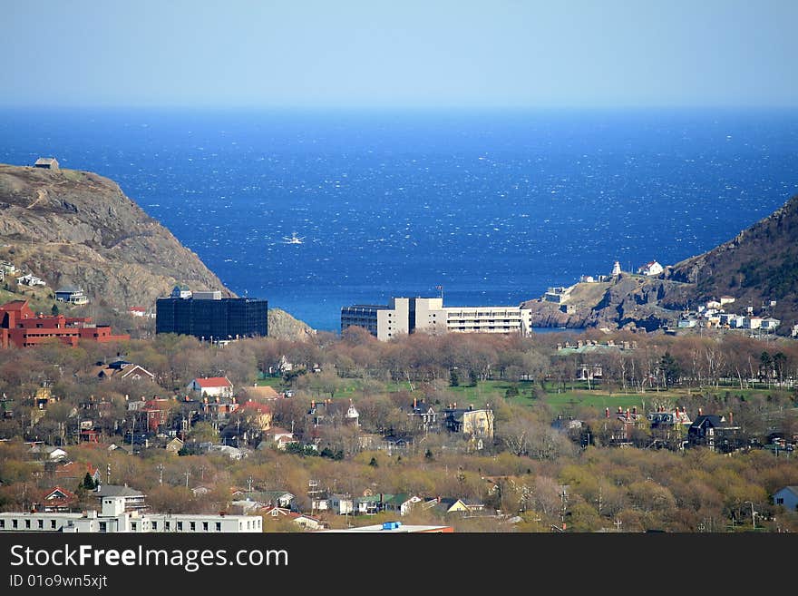 City of St. John's Newfoundland looking south toward the downtown area