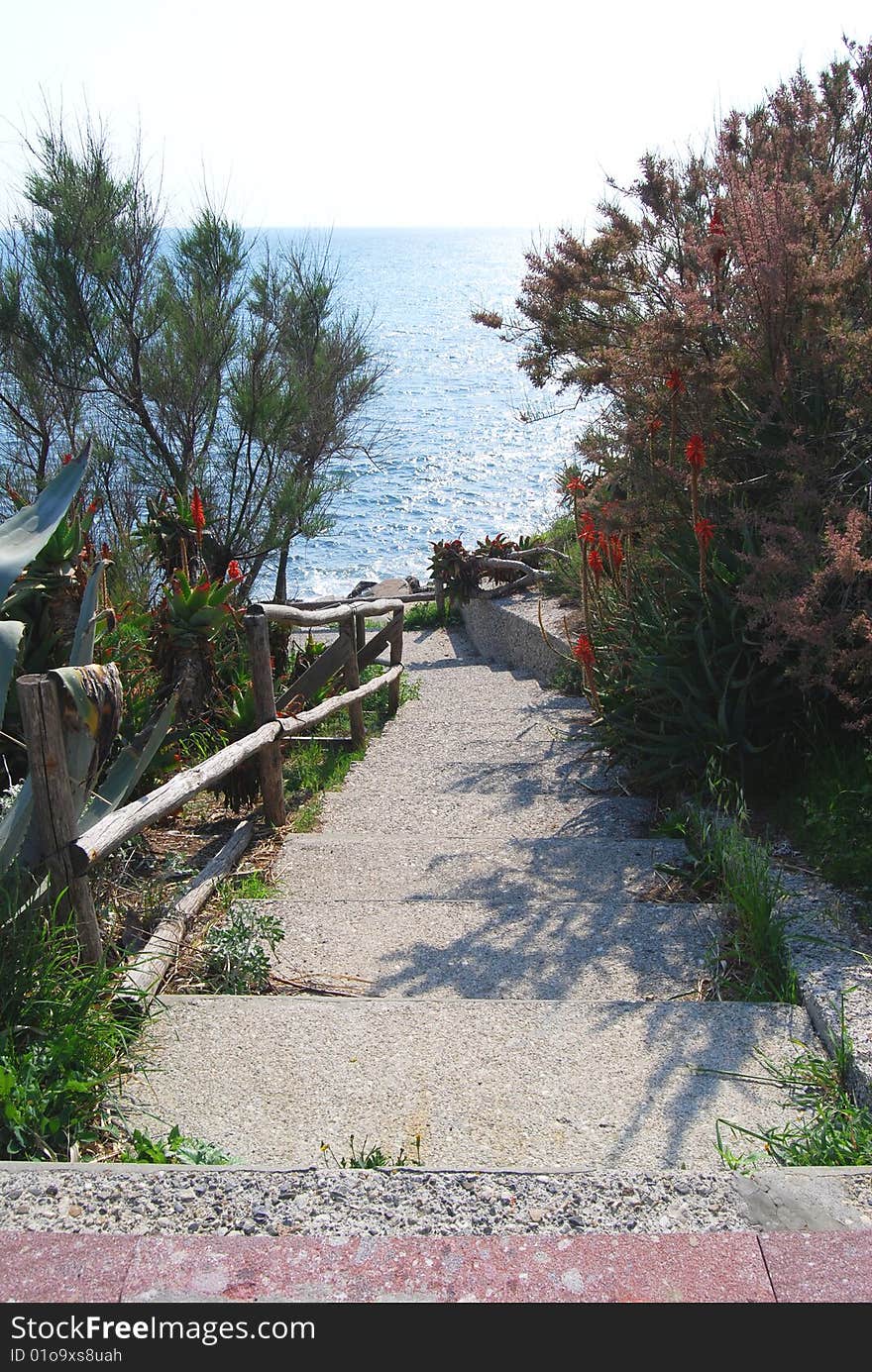 A little flight of stairs towards sea