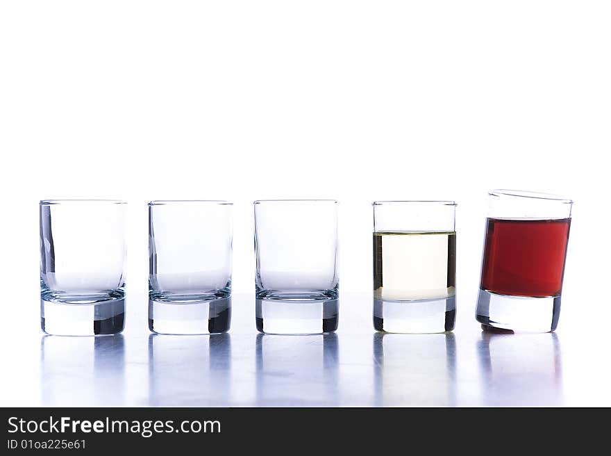 Glasses for alcoholic drinks. Isolated over white background