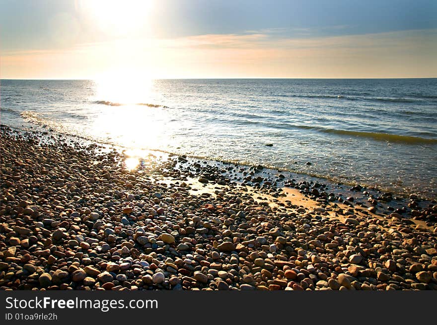 Colorful image of sea at sunset